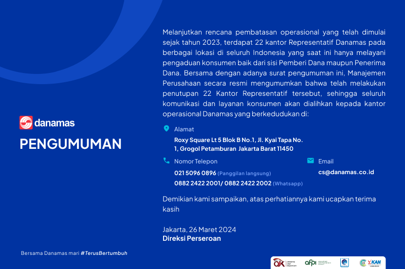 Danamas Penutupan Kantor Cabang Danamas Danamas Penutupan Kantor Cabang Danamas